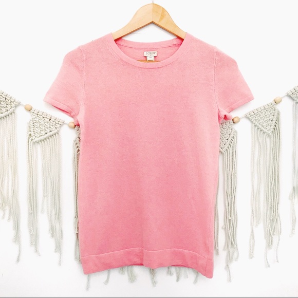 J. Crew Tops - J. Crew Pink Short Sleeve Knit Wool Sweater Top